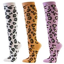 Damen Kniestrümpfe, bunt, verschiedene Designs, Leopardenmuster (3 Paris), Einheitsgröße von SocksKnee