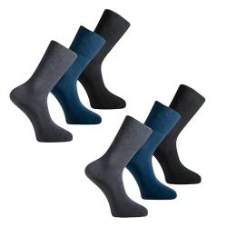 Socksberg Diabetikersocken Herren ohne Gummibund (6 Paar) 99% Baumwolle | Extra weite Diabetiker Socken ohne Bund oder Naht | Venenfreundliche Gesundheitssocken für geschwollene Füße von Socksberg