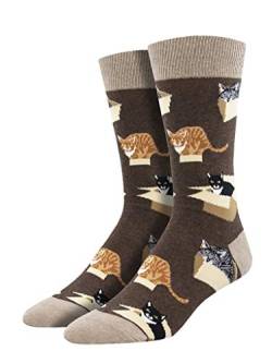 Socksmith Herren-Socken "Cat In A Box" - Braun - Einheitsgröße von Socksmith