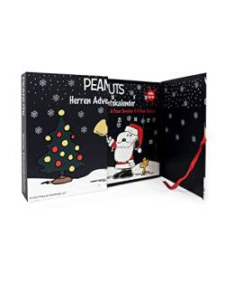 PEANUTS ® | Original Adventskalender | 12 Paar Socken Für Herren | 24 Türchen Zum Aufklappen Mit Füßlingen + Langen Socken | Größe 42-46 | OEKO-TEX ® von Sockswear