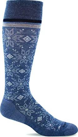 Sockwell Winterland Kompressionssocken für Damen, abgestuft, mittelgroß - Blau - Medium-Large von Sockwell