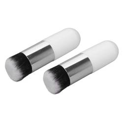 2 Stück Weiche Kunstfaser-Grundierungspinsel für Frauen, Weiß-Silber, Tragbarer Make-up-Pinsel von Socobeta