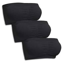 Sodacoda Damen Bandeau BH - Nahtlos Trägerlos Gepolstert (3X Schwarz XL) von Sodacoda