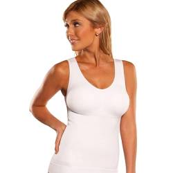 Sodacoda Damen Figur-Formender Bauch-Weg Body-Shaper - Cami-Shaper Mieder mit Polster BH (Weiß L) von Sodacoda