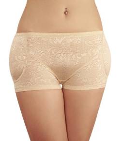 Sodacoda Damen Po und Hüft Push-Up Mieder-Hose - Figurformende Polster Höschen in Spitze mit Niedriger Taille Beige 42-44/XL von Sodacoda