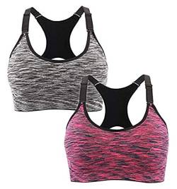 Sodacoda Damen Sport BH ohne Bügel - gepolsterter Bra - Fitness Yoga Top (2X L) von Sodacoda