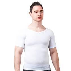 Sodacoda Herren Figurformendes Kompressions V Neck T-Shirt (Weiß, L) von Sodacoda