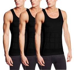 Sodacoda Herren Körperformendes Bauch-Weg Kompressions Shapewear Unterhemd (3X Schwarz M) von Sodacoda