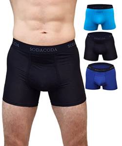 Sodacoda Herren Micro-Modal Retros - Fitted Boxer-Shorts Unterhose mit Eingriff 3er Pack (3X Mix L) von Sodacoda