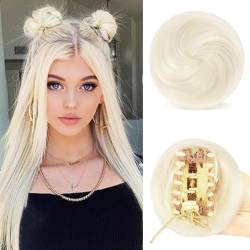 Sofeiyan 2PCS Krallen Clip in Haar Bun Mini Messy Bun Haarteile Dutt mit Klammer Synthetik Haar Scrunchies Haar Donut Chignon Pferdeschwanz Haarteil Dutt für Damen, Weiß Blond von Sofeiyan