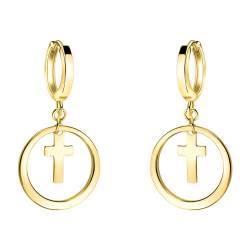 SOFIA MILANI - Damen Ohrringe 925 Silber - vergoldet/golden - Kreuz Kreis Creole - E2367 von Sofia Milani