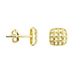 SOFIA MILANI - Damen Ohrringe 925 Silber - vergoldet/golden - Quadrat Viereck Gitter Ohrstecker - E1415 von Sofia Milani