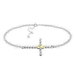 Sofia Milani - Damen Armband 925 Silber - Kreuz Anhänger mit Zirkonia Steinen - Infinity Motiv vergoldet/golden - Bicolor - B0282 von Sofia Milani