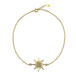 Sofia Milani - Damen Armband 925 Silber - vergoldet/golden mit Zirkonia Steinen - Stern Sonne Anhänger - 30212 von Sofia Milani