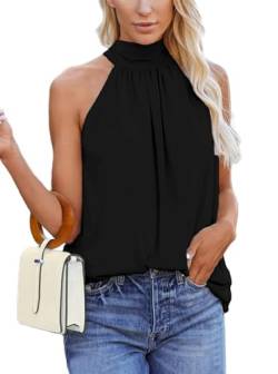 Sofia's Choice Damen Neckholder Ärmelloses Top Sommer Elegante Weste Selbst Binden Oberteil Schwarz M von Sofia's Choice