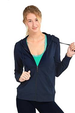 Sofra Damen-Kapuzenjacke aus dünner Baumwolle mit Reißverschluss - Blau - X-Large von Sofra