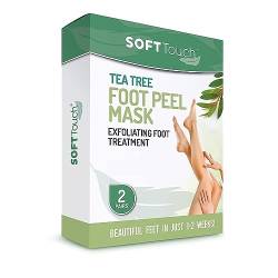 Soft Touch Foot Peel Mask - Pack of 2 Feet Peeling Masks for Dry, Cracked Heels & Calluses - Exfoliating Foot Mask Peel for Baby Soft Skin, Tea Tree von Soft Touch