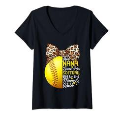 Damen Softball Nana Loves Her Softball Costume Girl Lover Player T-Shirt mit V-Ausschnitt von Softball Mother's Day Costume