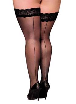 Schwarze halterlose selbsttragende Damen Strümpfe Plus Size Stockings mit Spitze und Silikonstreifen 6 von Softline