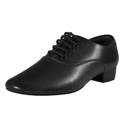 Schwarze Ballsaal-Tanzschuhe Leder Charakter Schuhe für Herren Salsa Latin Tango Dancing, Schwarz, 41 EU von Sogebo