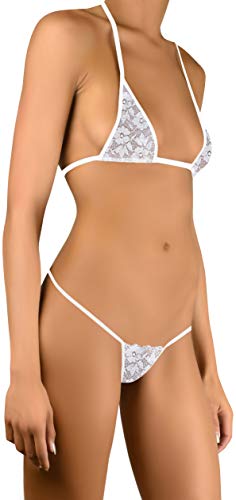 Sohimary 217 Damen Mini Spitze String Tanga Bikini XS S M 32 34 36 38 Weiß von Sohimary