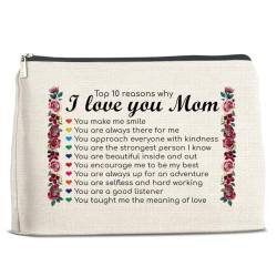 Mama-Geschenke, Mama-Make-up-Tasche, Mutter-Geschenk von Tochter, Sohn, Geburtstag, Weihnachten, Muttertag, Geschenke für Mutter, I Love You Mom-Kosmetiktasche, Make-up-Tasche, Polychrome, 10 x 7 von Soiceu