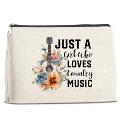 Musikgeschenke für Musikliebhaber Mädchen, Geschenke für Country-Musikliebhaber, Musikliebhaber, Geschenke Make-up-Tasche für Schwester, Tochter, Freunde, Just a Girl Who Loves Country Music von Soiceu