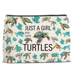 Sea Turtle Gifts for Turtle Lovers Women Girls, Turtle Lovers Gifts Makeup Bag for Girls Teen Girl Sister Daughter BFF Granddaughter, Just a Girl Who Loves Turtles Cosmetic Bag Makeup Pouch, von Soiceu