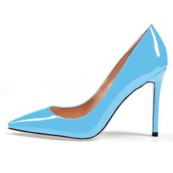 Sioreelady Damen Frauen Klassische High Heel Pumps Sexy Geschlossene Spitze Zehe 10CM Basic Slip On Stiletto Heels Schuhe von Soireelady