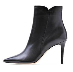 Soireelady Damen Ankle Boots |Stiefeletten Zipper | Leder-Optik Schuhe | 8 CM High Heels | Kurzschaft Stiefel mit Absatz Beige EU37 von Soireelady