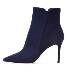 Soireelady Damen Ankle Boots |Stiefeletten Zipper | Leder-Optik Schuhe | 8 CM High Heels | Kurzschaft Stiefel mit Absatz Beige EU38 von Soireelady