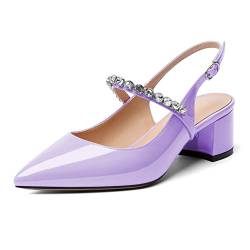 Soireelady Damen Block Ferse Sandlas Slingback Point Zeh Mid Heel Daily Dress Schuhe Helles Lila EU39 von Soireelady