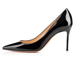 Soireelady Damen Fashion Pumps,Hohe Abstze mit Geschlossener Spitze,Comfort Pumps Lack Schwarz EU 42 von Soireelady