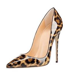 Soireelady Damen High Heels,Sexy Leopard Stiletto Schuhe,Geschlossener Spitze Pumps Leopard Große 39 von Soireelady