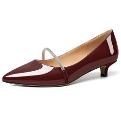 Soireelady Damen Pumps Kitten Heels Spitz Zeh Niedrige Absatzpumpen Komfort -Kleidungsschuhe Burgund EU 40 von Soireelady