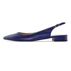 Soireelady Damen Slingback Pumps,Spitz Flach Sandalen Low Heel,2cm Knöchelriemchen Mitte Heel Sandalen Blau 40 von Soireelady