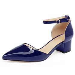Soireelady Damen Spitzschuh 50mm Knöchelriemen Absatzpumps Closed Toe Abendkleid Schuhe Navy blau EU40 von Soireelady