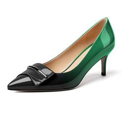 Soireelady Pumps Damen I Damen Schuhe Pumps I Pumps Damen Schwarz I Pumps Elegant Damen I Damen Pumps Weiß I Damen Pumps Leder I Schwarze Pumps Damen Schwarz-Grün-Green EU 38 von Soireelady