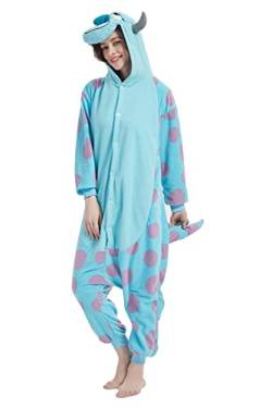 Tier-Einteiler Erwachsene Unisex Einteiler Pyjama Cosplay Kostüm für Männer Frauen, Sulley Monster, Large von Sokotocy