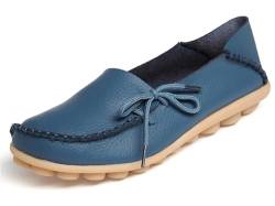Solaud Damen Driving Loafers Leder Mokassins Atmungsaktive Ausschnitte Weiche Walking Schuhe Frauen Slip On Loafers von Solaud