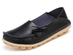 Solaud Damen Driving Loafers Leder Mokassins Atmungsaktive Ausschnitte Weiche Walking Schuhe Frauen Slip On Loafers von Solaud