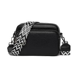 Soleebee Crossbody Bag Damen Echtes Leder Handy Umhängetasche mit Breitem Abnehmbarer Boho Schultergurt, Klein Moderne Taschen mit 3 fächern, Handytasche zum Umhängen für Frauen (Schwarz) von Soleebee