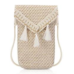 Soleebee Handy Umhängetasche Geflochtener Boho PU Leder Handytasche Damen Crossbody Geldbörse Handy Schultertasche mit Abnehmbar Schultergurt für Handy unter 7 Zoll - Quaste von Soleebee