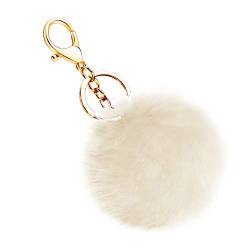 Soleebee Künstliche Kaninchenfell Keychain Flauschigen Ball Pom Pom Schlüsselanhänger Taschen Koffer Rucksäcke Zubehör Charm Auto Schlüsselanhänger Schlüsselring für Frauen (Beige) von Soleebee