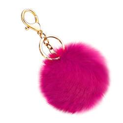 Soleebee Künstliche Kaninchenfell Keychain Flauschigen Ball Pom Pom Schlüsselanhänger Taschen Koffer Rucksäcke Zubehör Charm Auto Schlüsselanhänger Schlüsselring für Frauen (Pink) von Soleebee