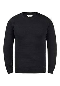 Solid Barima Herren Strickpullover Feinstrick Pullover mit Rundhalsausschnitt und abgesetztem Strickmuster, Größe:XXL, Farbe:Black (194007) von Solid