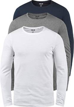 Solid Basal Herren Longsleeve Langarm Shirt Mit Rundhalsausschnitt Aus 100% Baumwolle 3er Pack, Größe:L, Farbe:3er-Box-1 von Solid