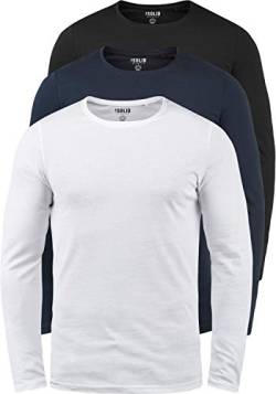 Solid Basal Herren Longsleeve Langarm Shirt Mit Rundhalsausschnitt Aus 100% Baumwolle 3er Pack, Größe:L, Farbe:3er-Box-2 von Solid