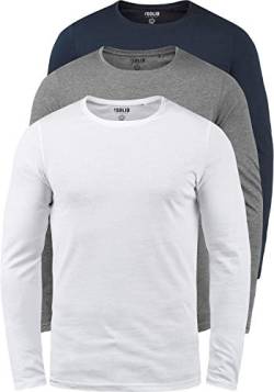 Solid Basal Herren Longsleeve Langarm Shirt Mit Rundhalsausschnitt Aus 100% Baumwolle 3er Pack, Größe:XXL, Farbe:3er-Box-1 von Solid