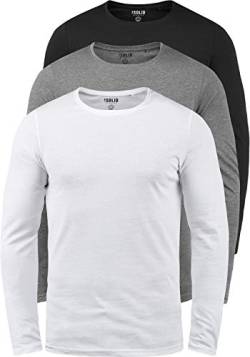 Solid Basal Herren Longsleeve Langarm Shirt Mit Rundhalsausschnitt Aus 100% Baumwolle 3er Pack, Größe:XXL, Farbe:3er-Box-3 von Solid